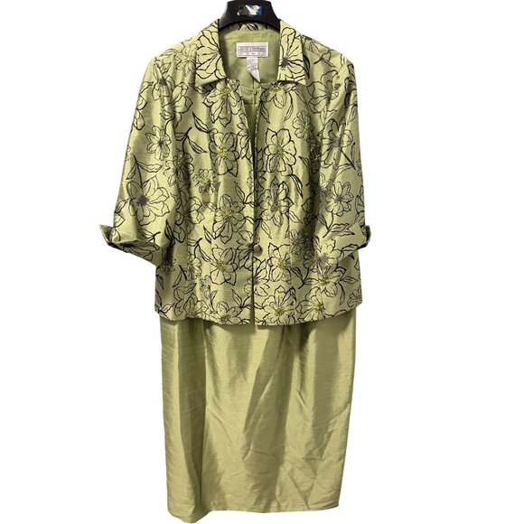 Jessica Howard Womans 2-Piece Set Size 18 Floral Embroidered Jacket & Skirt Nylo - Picture 5 of 12